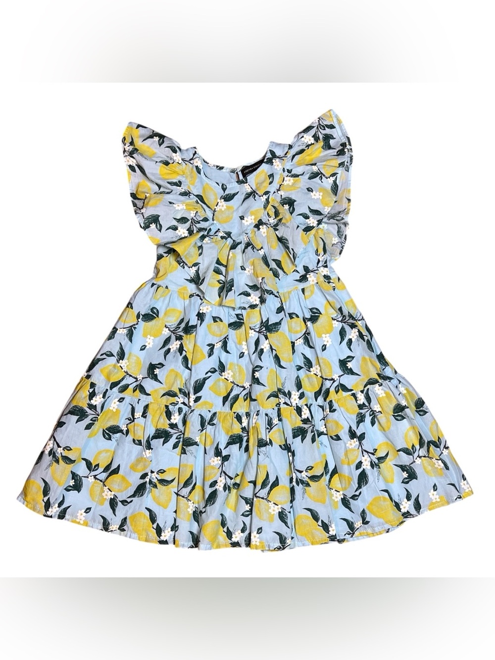 French Connection Lemon print girl’s ruffle dress size 7/8
